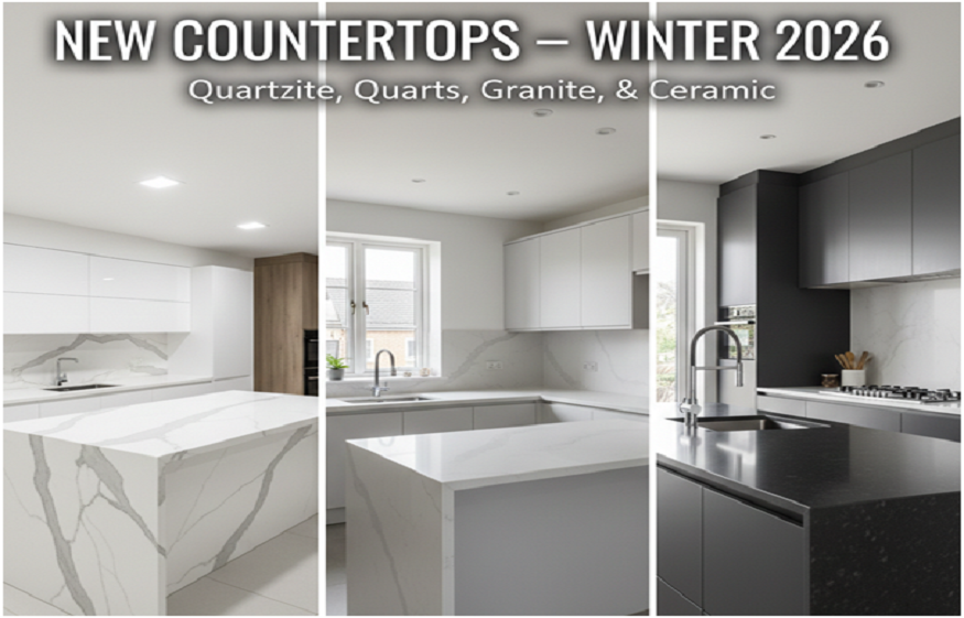 New Countertops Winter 2026: Quartzite, Quartz, Granite, & Ceramic